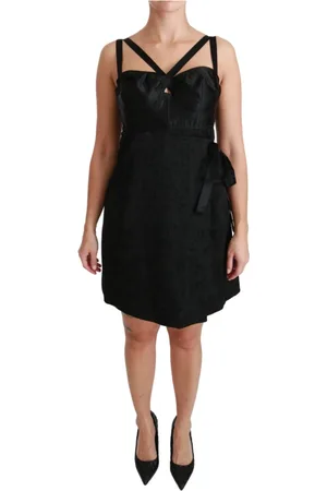 Dolce & Gabbana Femme, Robes, Noir, Taille: 42 FR Mini Robe en Jacquard de Satin Stretch Noir