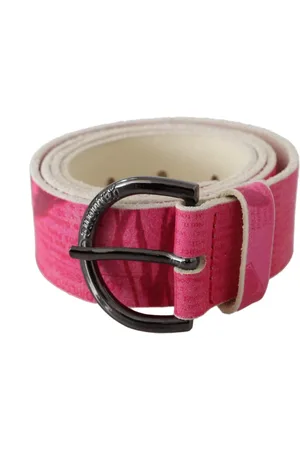 John Galliano Femme, Accessoires, Rose, Taille: 100 CM Ceinture en Cuir Rose avec Logo
