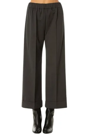 D.EXTERIOR Femme, Pantalons, Noir, Taille: 38 FR Pantalon court avec revers - Anthracite