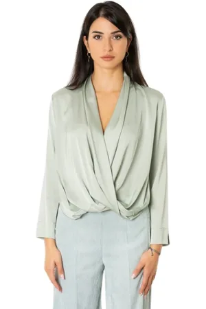 D.EXTERIOR Femme, Blouses et Chemises, Vert, Taille: 38 FR Chemise en Satin Fluide - Vert Sauge