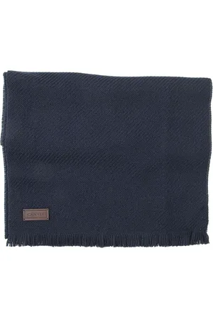 CANALI Homme, Accessoires, Bleu, Taille: ONE Size Écharpe Classique en Laine avec Imprimé Diagonal