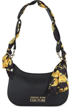 VERSACE Femme, Sacs, Noir, Taille: ONE Size Sac à Bandoulière Saffiano avec Foulard Décoratif