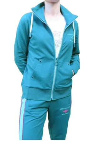 Aeronautica Militare Femme, Sweatshirts et sweats à capuche, Vert, Taille: 44 FR Gilet zippé en Coton/Élasthanne