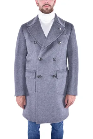 LUIGI BIANCHI MANTOVA Homme, Manteaux, Gris, Taille: L Manteau Tailleur Regular Double Boutonnage