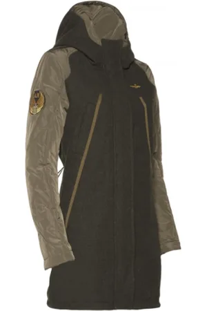 Aeronautica Militare Femme, Vestes, Vert, Taille: 40 FR Parka à capuche