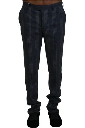 Bencivenga Homme, Pantalons, Gris, Taille: S Pantalon gris à carreaux en laine pure