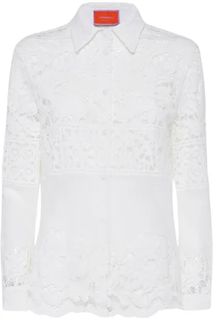 La DoubleJ Femme, Blouses et Chemises, Blanc, Taille: 42 FR Chemise Garçon en Dentelle