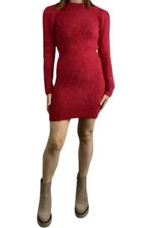 Bash Femme, Robes, Rouge, Taille: 38 FR Robe Rouge en Tricot avec Décolleté dans le Dos
