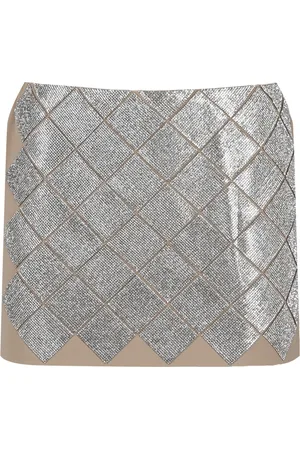 Nué Notes Femme, Sacs, Gris, Taille: 38 FR Jupe Mini à Losanges en Cristal