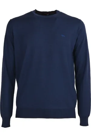 HARMONT&BLAINE Homme, Pulls, Bleu, Taille: M Pull Minimaliste en Laine pour Homme
