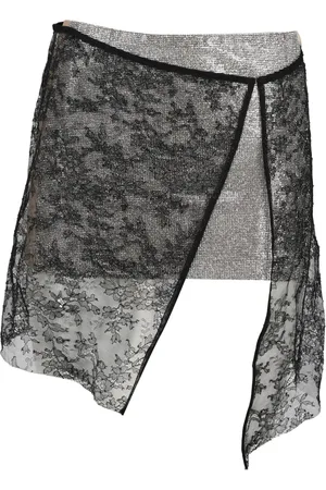 Nué Notes Femme, Jupes, Noir, Taille: 40 FR Jupe à décorations scintillantes et broderies en dentelle