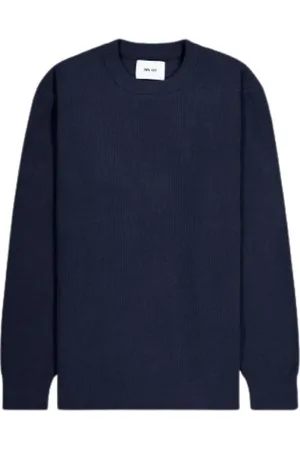NN.07 Homme, Pulls, Bleu, Taille: S Pull à Col Rond en Côtes