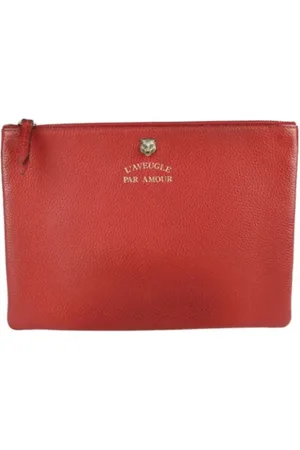 Gucci Femme, Pre-owned, Rouge, Taille: ONE Size Pochettes-Minaudieres Animalier en Cuir Rouge