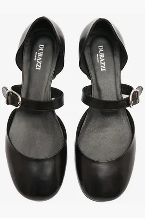 Durazzi Milano Femme, Chaussures, Noir, Taille: 38 EU Ballerines en cuir noir élégantes