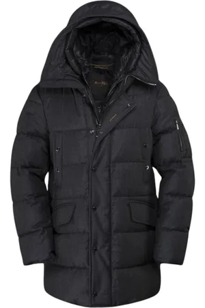 MOORER Homme, Manteaux, Gris, Taille: S Parka imperméable en flanelle de laine douce avec duvet doie