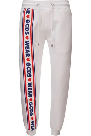GCDS Homme, Pantalons, Blanc, Taille: L Pantalons de survêtement Blancs avec Logo