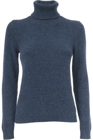 Gran Sasso Femme, Pulls, Bleu, Taille: 38 FR Pull Slim Fit Col Montant