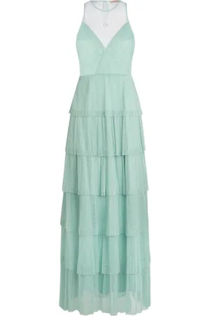 Twin-Set Femme, Robes, Vert, Taille: 36 FR Robe Longue Romantique à Volants