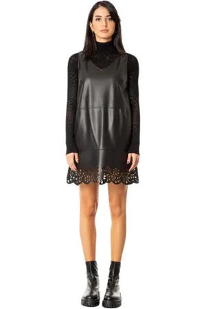 JIJIL Femme, Robes, Noir, Taille: 36 FR Robe en simili cuir noir