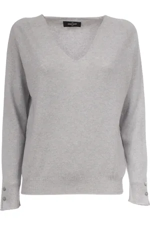 Gran Sasso Femme, Pulls, Gris, Taille: 36 FR Pull en cachemire avec col en V
