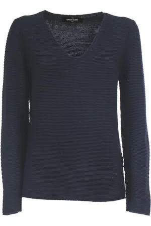 Gran Sasso Femme, Pulls, Bleu, Taille: 38 FR Pull en laine à col en V