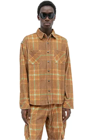 ERL Homme, Chemises, Brun, Taille: S Chemise Overshirt en Velours Côtelé Imprimé