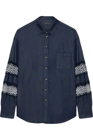 Elena Miro Femme, Blouses et Chemises, Bleu, Taille: 42 FR Chemise Élégante