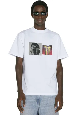 Honey Fucking Dijon Homme, Tops, Blanc, Taille: S T-shirt en Coton avec Patches Graphiques