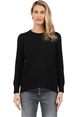 Gran Sasso Femme, Pulls, Noir, Taille: 38 FR Pull col rond côtelé