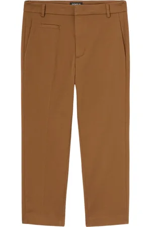 Dondup Femme, Pantalons, Brun, Taille: 38 FR Pantalon Carotte en Gabardine de Coton