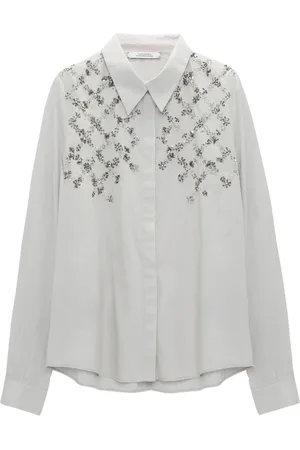 Dorothee Schumacher Femme, Blouses et Chemises, Gris, Taille: 40 FR Chemisier en Popeline Étincelante
