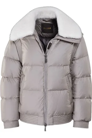 MOORER Femme, Vestes, Gris, Taille: 34 FR Bomber Oversize avec Manches Amovibles