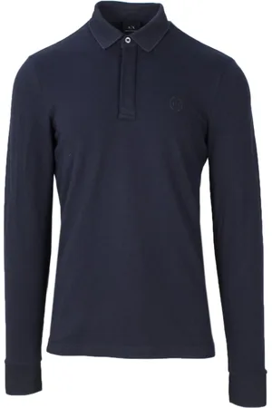 Armani Exchange Homme, Tops, Bleu, Taille: XL Polo à Manches Longues Bleu pour Homme