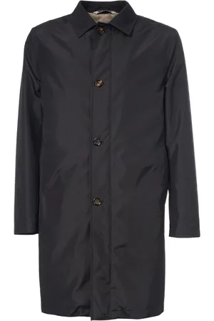 Kired Homme, Manteaux, Bleu, Taille: L Manteau Long Bleu Foncé avec Col Classique