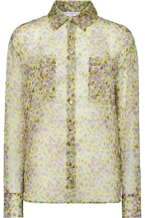 MVP Wardrobe Femme, Blouses et Chemises, Vert, Taille: 34 FR Chemisier en organza