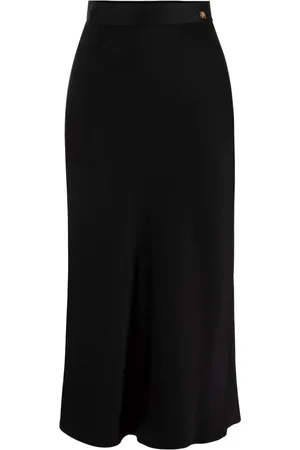 Elisabetta Franchi Femme, Jupes, Noir, Taille: 36 FR Jupe Midi Fluide en Satin