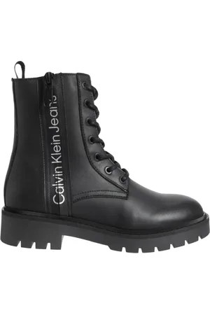 Calvin Klein Femme, Chaussures, Noir, Taille: 39 EU Bottes de Combat Lacées Noires