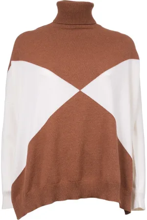 LE TRICOT PERUGIA Femme, Pulls, Brun, Taille: 36 FR Pull à Col Montant et Motif Géométrique
