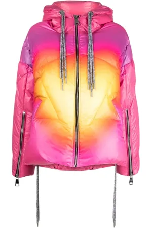 Khrisjoy Femme, Vestes, Rose, Taille: 38 FR Doudoune à Capuche Dégradée
