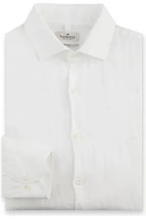 BROOKSFIELD Homme, Chemises, Blanc, Taille: M Chemise en Lin Col Français