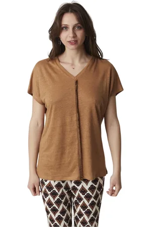 ALPHA STUDIO Femme, Tops, Brun, Taille: 40 FR T-Shirt Femme Col en V