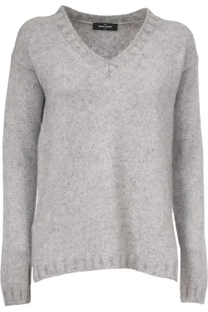 Gran Sasso Femme, Pulls, Gris, Taille: 44 FR Pull femme en pur cachemire