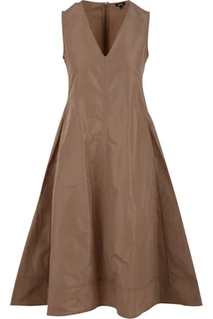 Aspesi Femme, Robes, Brun, Taille: 40 FR Robe Camel Col en V avec Fermeture Éclair Latérale