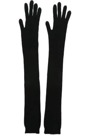 Alberta Ferretti Femme, Accessoires, Noir, Taille: ONE Size Gants extra-longs noirs en cachemire et laine côtelés