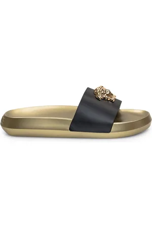 VERSACE Homme, Chaussures, Noir, Taille: 44 EU Sandales Plates