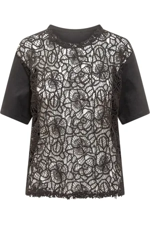 SEMICOUTURE Femme, Tops, Noir, Taille: 42 FR T-shirt col rond brodé floral
