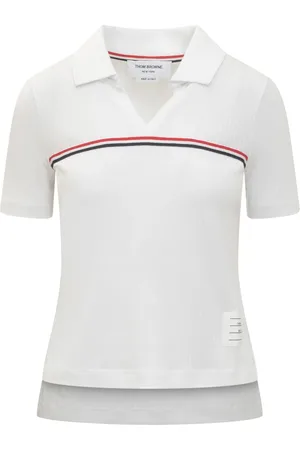 Thom Browne Femme, Tops, Blanc, Taille: 34 FR Polo à Manches Courtes