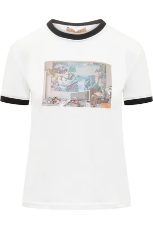 CORMIO Femme, Tops, Blanc, Taille: 40 FR T-shirt imprimé Crew Neck