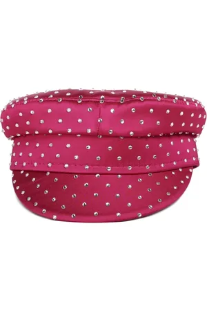 Ruslan Baginskiy Femme, Accessoires, Rose, Taille: S Chapeau Rose à Large Bord et Cristaux
