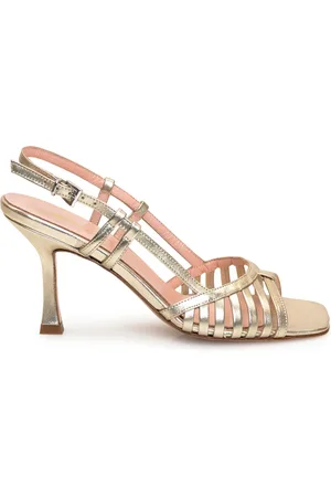 ANNA F. Femme, Chaussures, Gris, Taille: 40 EU Flats Sandales Laminées